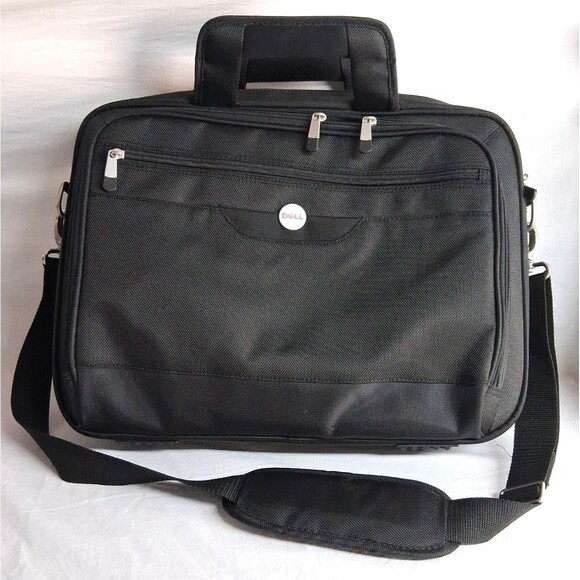 Dell Handbags - Dell Computers Black Canvas Laptop Messenger Zip Bag With Shoulder Strap Padded